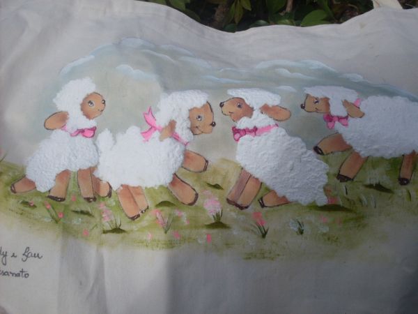 Sacola Pintada à mão ovelhas